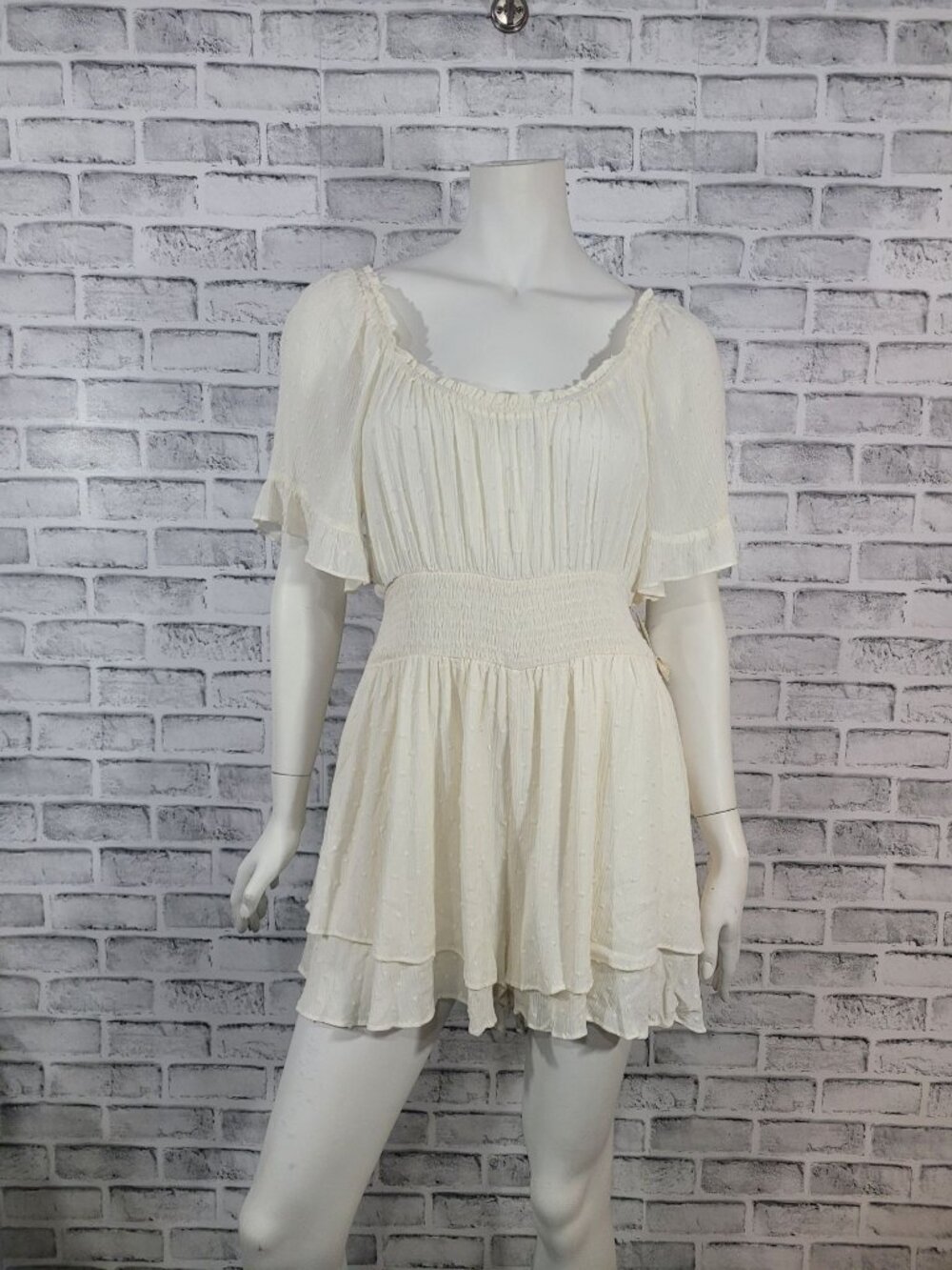 NWT Altar'd State Boho Ivory Cream Gauze Flowy Romper Bridal Country Size Large